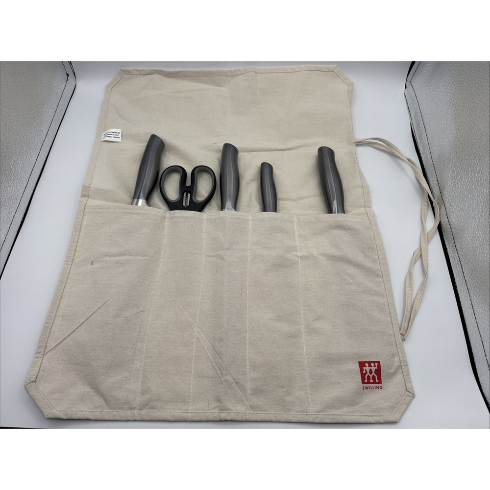 JA Henckels 5-slot 100% Cotton Knife Gadget Roll *RARE* Item Knives NOT included